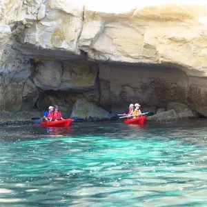 Spainventure an Adventure enjoying a kayaking trip in Andalusia coleagues at Mediterranean Sea at cave